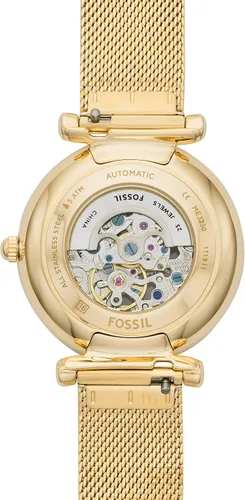 Vista 5 de Fossil Women's Carlie Automatic Stainless Steel Mesh Three-Hand Watch for Women, Dorado (Gold mesh)