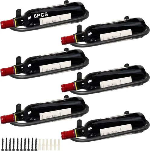 Vista 9 de Estante para vino montado en la pared para 8 botellas de vino, almacenamiento de metal para colgar en la pared, estante organizador de vino