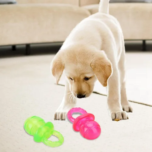 Vista 4 de Ymiko Chupete de bebé para cachorros y perros masticables, juguete de goma para dejar de masticar para cachorros pequeños y perros grandes, tetinas