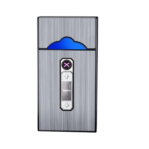 Vista 11 de Caja de cigarrillos de aluminio con encendedor eléctrico, encendedor USB recargable, regalo para mujeres, hombres, padre, madre (negro)