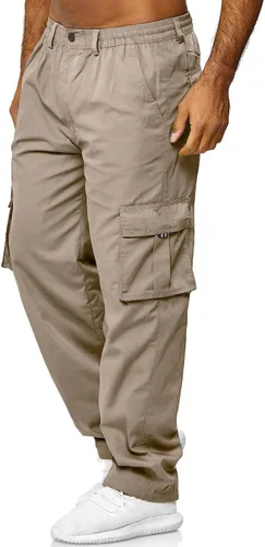 Vista 3 de THWEI Pantalones cargo para hombre, estilo casual, de algodón, con múltiples bolsillos, para senderismo, trabajo