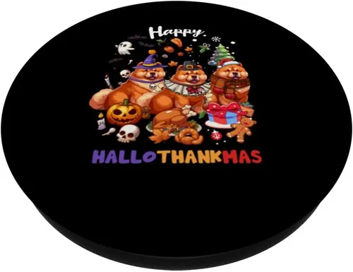 Vista 2 de Chow Chow Dog Christmas Happy Hallothankmas PopSockets Standard PopGrip