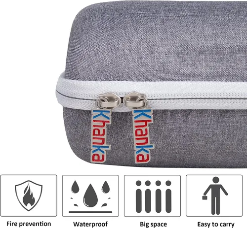 Vista 6 de Khanka Funda de transporte de repuesto para altavoz Bluetooth inalámbrico portátil impermeable JBL Charge 4/5. Espacio adicional para cargador y Gris