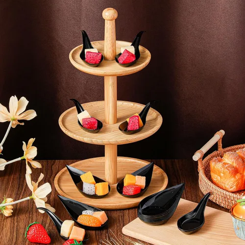Vista 5 de Tessco - 400 mini cucharas de plástico para aperitivos de 4 pulgadas, platos desechables de degustación, cucharas de sopa asiática para salsas