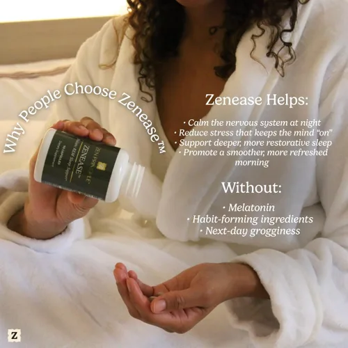 Vista 9 de Zen Principle Zenease - Soporte para dormir con glicinato de magnesio, Ashwagandha KSM-66, azafrán, L-teanina y GABA, sin melatonina, alivio natural