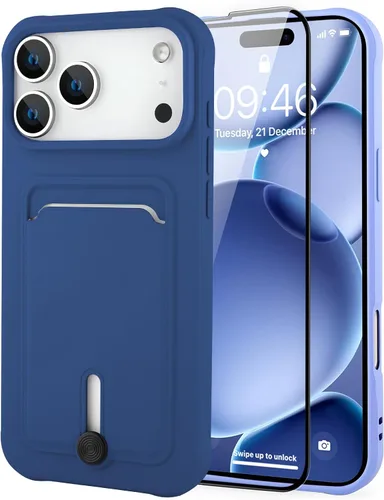 Vista 51 de MZELQ Cartera de TPU Compatible con Funda iPhone 12, Portarjetas Protección de Cámara Cubierta + Protector de Pantalla, Ranura Empujable para Niñas