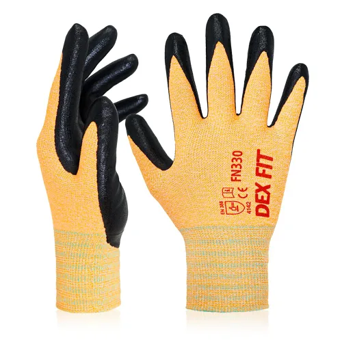 Vista 17 de DEX FIT FN330 - Guantes de trabajo de nitrilo, ajuste elástico 3D, agarre potente, táctil inteligente, recubierto de espuma resistente, fino