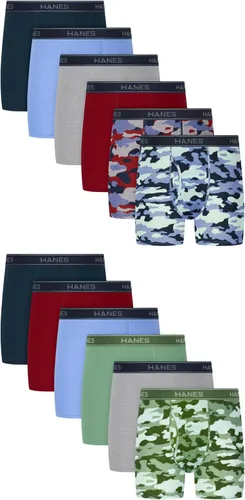 Vista 10 de Hanes Paquete de 8 o 12 calzoncillos tipo bóxer para niños, ropa interior elástica de algodón para niños y niños pequeños