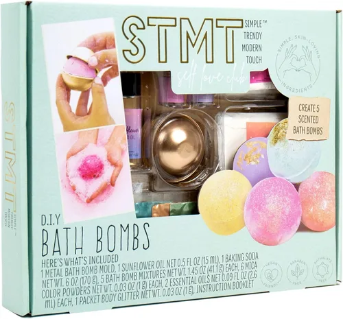 Vista 8 de STMT Self-Love Club D.I.Y. Bombas de baño de Horizon Group USA, crea 5 bombas de baño con colores pastel, aceites esenciales e ingredientes