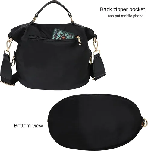 Vista 4 de Bolso de nailon para mujer, antirrobo, casual, ligero, para viajes, compras, bolsa cruzada impermeable