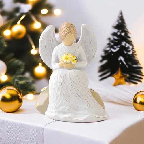 Vista 8 de JEPELUS Estatuas y figuras de ángel de la guarda, ramo de mano, figuras de ángel de resina, estatuas de regalo para mujeres, madre, abuela