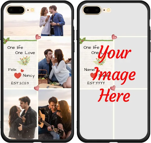 Vista 7 de Funda de teléfono con foto personalizada para iPhone 7 Plus 8 Plus, imagen personalizada/texto, funda negra delgada y suave, regalo único de nicho