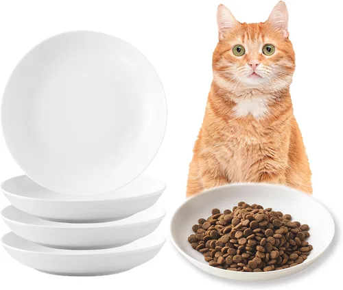 Vista 8 de Juego de 4 cuencos de cerámica para gatos – Paquete de 4 platos saludables y anchos para gatos poco profundos para comida y agua, cuencos antifatiga