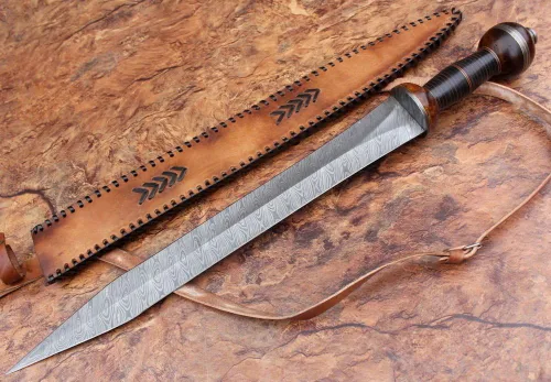 Vista 3 de MUÑECA griega de acero de Damasco personalizada/espada/daga/espada gladiosa de 27 pulgadas de largo