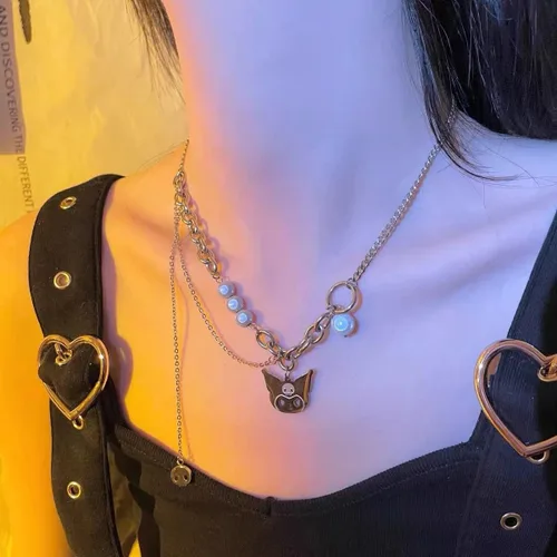 Vista 4 de Collar de perlas Kawaii de acero inoxidable Y2K 90 para mujeres adolescentes y niñas