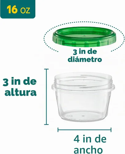 Vista 6 de ELEGANTES DESECHABLES Contenedores de almacenamiento de alimentos con tapa giratoria de plástico de 16 onzas, paquete de 12