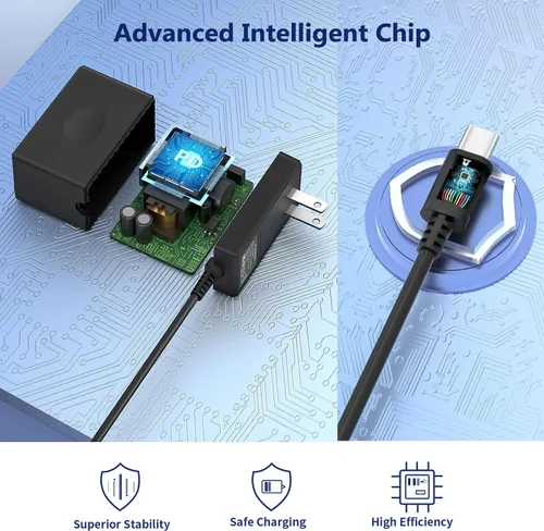 Vista 4 de Cargador para Nintendo Switch, Adaptador de CA para Nintendo Switch - Cargador de pared de viaje rápido con cable USB C de 5 pies 15V/2.6A Fuente