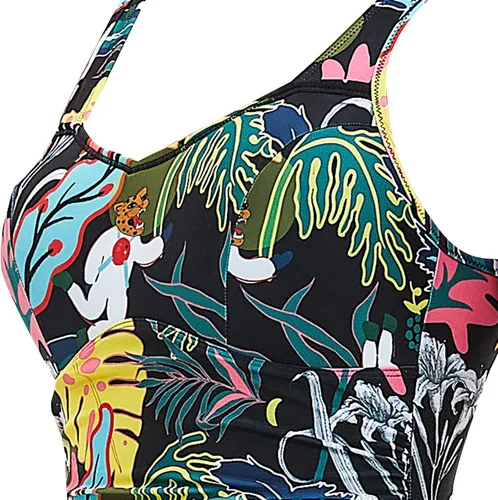 Vista 4 de Womens Floral Swim Dress One Piece Swimsuit Women Cover Ups Swimwear Tankini Bathing Suits Floral Beach Dress Swim Skirt