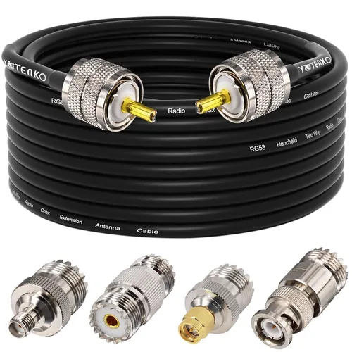 Vista 42 de Cable de puente PL259 de 1 pie - Cable coaxial RG58 de 15 pulgadas corto 50 ohmios coaxial para medidor SWR radio de radioaficionado radio CB