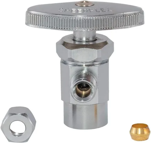Vista 2 de Eastman 04384LF - Válvula de parada de ángulo de entrada de latón de doble giro de 1/4 de pulgada de diámetro exterior x 1/2 pulgada Nom. Sudor
