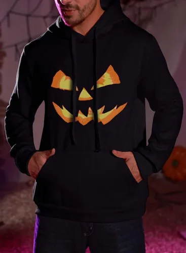 Vista 9 de Arvilhill Sudadera con capucha de calabaza de Halloween para hombre