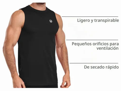 Vista 4 de NELEUS Camiseta sin mangas Dry Fit para hombre 5015 Negro/Negro/Negro