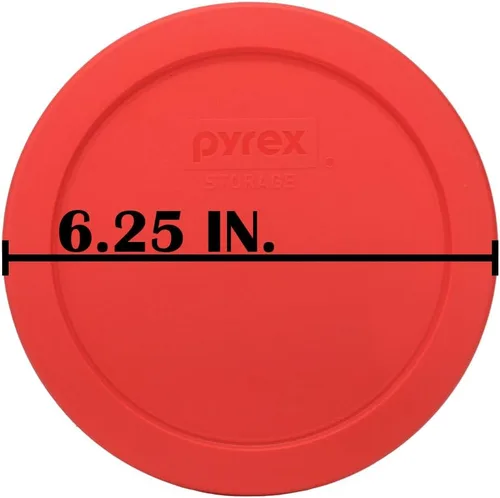 Vista 4 de Pyrex 7201-PC Tapas redondas de 6.5 pulgadas, para recipientes de vidrio. Paquete de 4 unidades., Paquete de 4, Rojo Fits 7201 4-Cup Glass Bowls