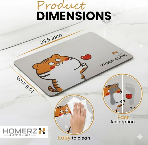 Vista 2 de Homerz Tapete de baño de piedra de alta calidad, tapete de baño de tierra de diatomeas absorbente de roca para baño, tapete de secado de piedra