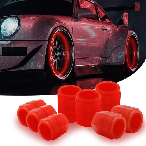 Vista 9 de 8 piezas de tapas de vástago de válvula de neumático para coche, tapas universales para válvula de neumático de coche que brillan en la oscuridad