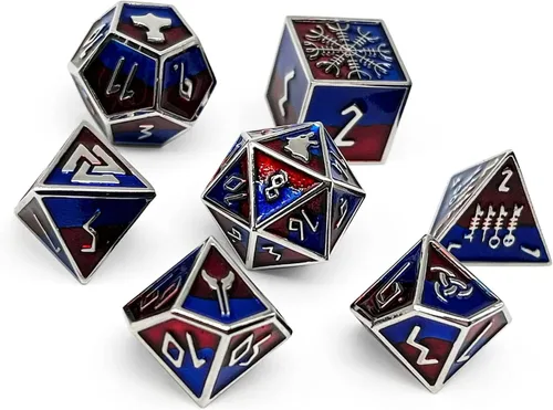 Vista 17 de Norse Foundry Banshee Wail - Juego de 7 dados poliédricos de metal completo para juegos de matemáticas DND Pathfinder
