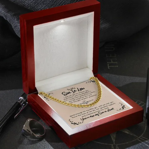 Vista 3 de Collar de cadena cubana para yerno, regalo para él, futuro hijo en la ley, regalo de cumpleaños en el día de la boda, regalo sentimental para hijo