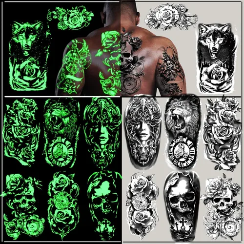 Vista 7 de 77 hojas de tatuajes temporales del 4 de julio para adultos y niños, tatuajes falsos patrióticos del Día de la Independencia de Estados Unidos