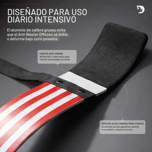 Vista 3 de DMoose Fitness Brazo Blaster para bíceps y tríceps – Aluminio resistente, acolchado suave para el cuello y correas ajustables – Soporte de rizo