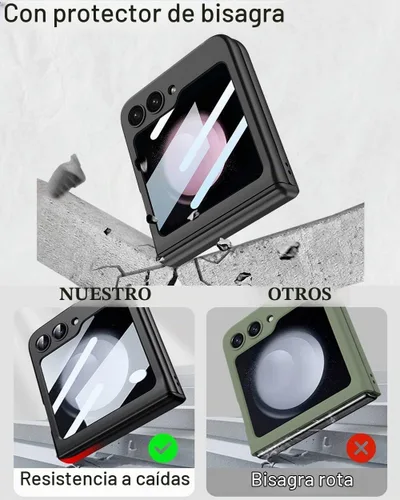 Vista 2 de STORMTAL Funda protectora delgada para Samsung Galaxy Z Flip 5, protección de bisagra, protector de pantalla integrado, carga inalámbrica, a prueba