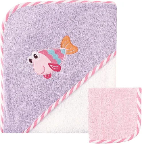 Vista 13 de Luvable Friends Toalla y toallita unisex con capucha de algodón para bebé, floral, talla única