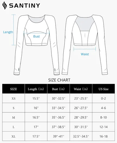 Vista 7 de SANTINY Camiseta corta de manga larga para mujer, ajustada, para gimnasio, yoga, correr, para mujer
