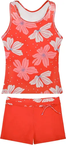 Vista 24 de JerrisApparel Traje de baño de dos piezas para niñas de verano con boyshort, diseño de tankini estrella de mar aqua
