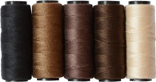 Vista 7 de 3 Rollos de Hilos de Coser Hilos de Tejer para Coser a Mano Trama de Cabello Extensiones de Cabello DIY para Peluca (Beige)