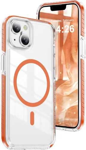 Vista 19 de LEMAXELERS Funda magnética transparente para iPhone 18 Pro Max, color negro