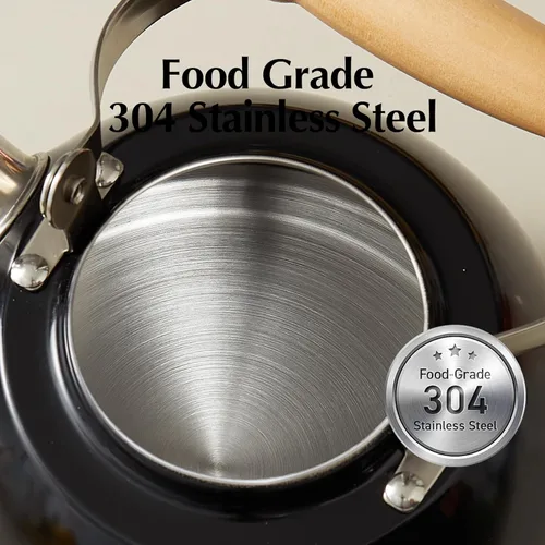 Vista 5 de ROCKURWOK - Tetera de estufa, tetera con mango ergonómico de tacto frío, tetera de acero inoxidable de grado alimenticio, tetera de estufa, tetera