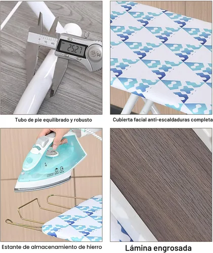 Vista 7 de Tabla de planchar de tamaño matrimonial con funda y almohadilla de 4 capas, tabla de planchar plegable, altura exterior extendida, ajustable hasta