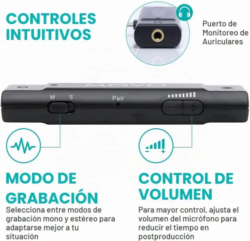 Vista 4 de Movo Edge-DI Lavalier inalámbrico para iPhone, micrófono compacto perfecto para estabilizador de cardán de teléfono inteligente, ideal