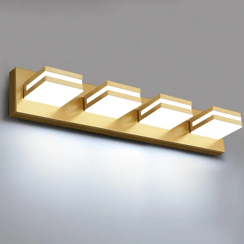 Vista 14 de IZORRO Luces LED modernas para baño (8 luces, regulables), iluminación de pared acrílica blanca mate, luces de tocador para baño sobre espejo, 6000