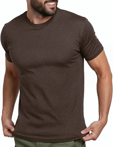 Vista 47 de Camisetas casuales de algodón suave con cuello redondo y ajuste atlético