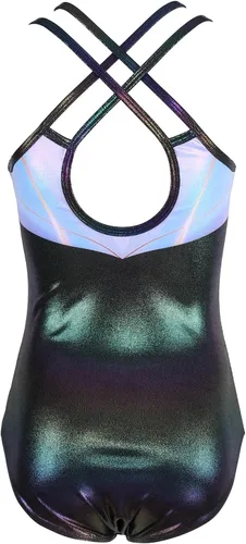 Vista 104 de MODAFANS Leotardos de gimnasia para niñas brillantes para bailar ballet, pantalones cortos con espalda cruzada