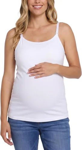 Vista 8 de Motherhood Maternity Camiseta sin mangas tipo tank top de lactancia con clip hacia abajo para mujer con tirantes ajustables y sostén integrado tipo