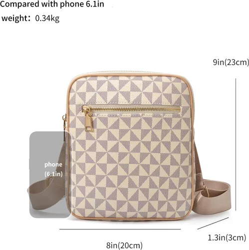 Vista 4 de USKMOTO Bolsos cruzados pequeños para mujeres y hombres, de cuero vegano de moda, bolso de mano de diseñador con correa ajustable