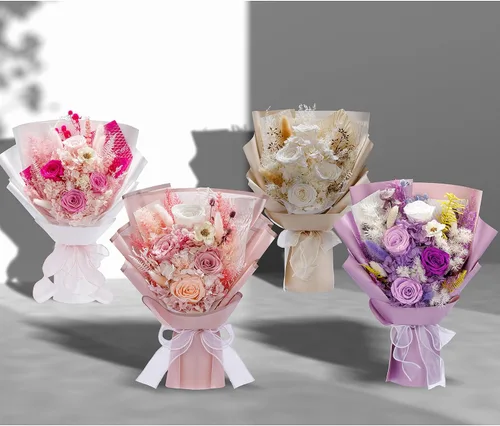 Vista 6 de Bonsion Regalos de flores preservadas para mujeres, flores para entrega, regalos de rosas polvorientas para ella, ramos de rosas preservadas