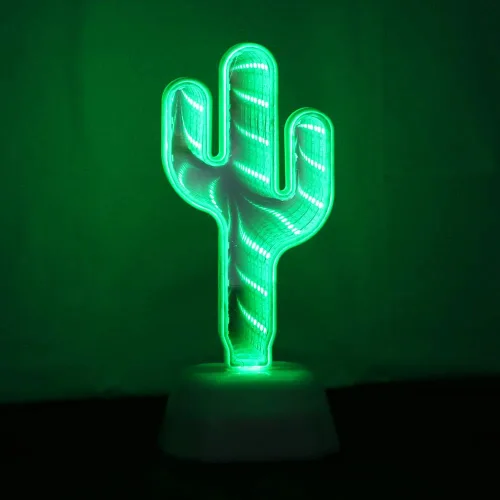 Vista 10 de Lámpara Chi-buy de espejo infinito, luz nocturna led, luz de espejo 3D, diseño de flamenco, cactus, piña y estrella, diseño de unicornio