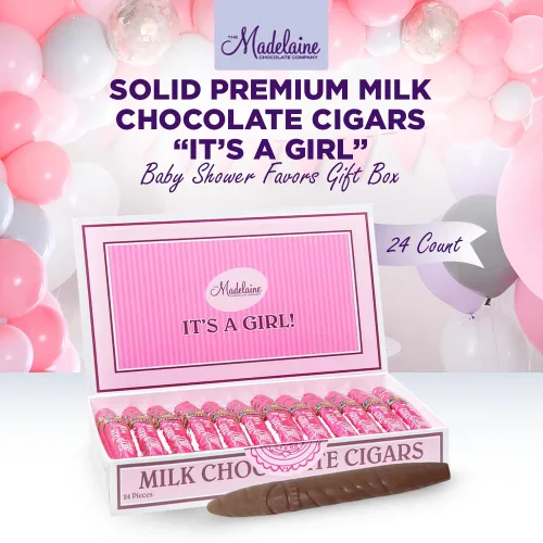 Vista 2 de Madelaine - Cigarros de chocolate con leche de alta calidad, caja de regalo para baby shower, envueltos individualmente en papel de aluminio